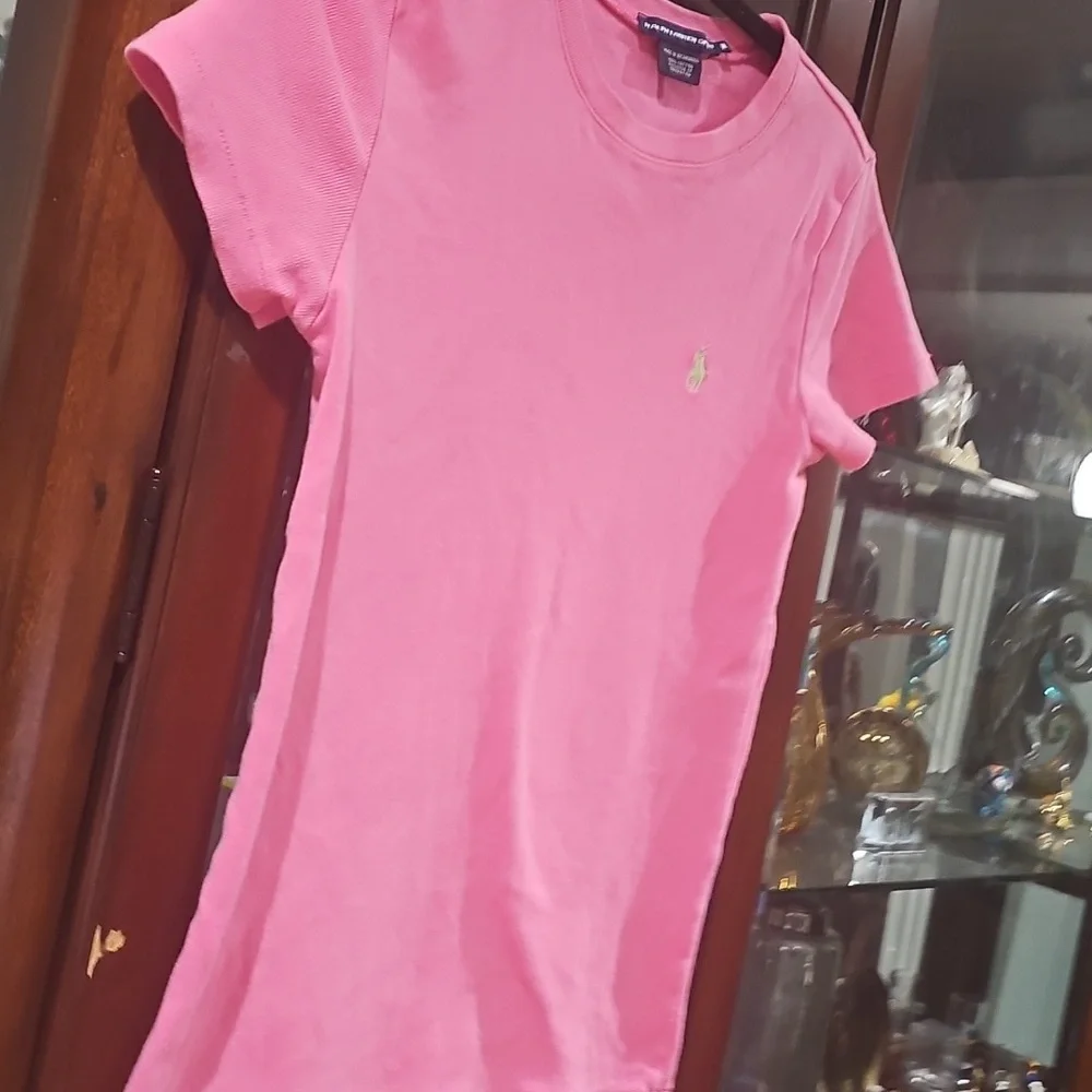 Ralph Lauren Sports Classic Jersey Logo Tee Shirt Pink Size Medium